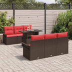 Gartensofa-set mit Kissen 7 pcs Braun Poly-Rattan