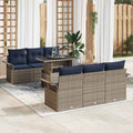 Gartensofa-set mit Kissen 7 pcs Grau Poly-Rattan