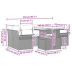 Gartensofa-set mit Kissen 7 pcs Braun Poly-Rattan