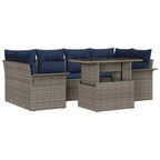 Gartensofa-set mit Kissen 7 pcs Grau Poly-Rattan
