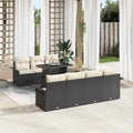 Gartensofa-set mit Kissen 8 pcs Schwarz Poly-Rattan