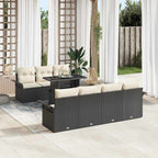Gartensofa-set mit Kissen 8 pcs Schwarz Poly-Rattan