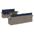 Gartensofa-set mit Kissen 8 pcs Grau Poly-Rattan
