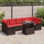 Gartensofa-set mit Kissen 8 pcs Braun Poly-Rattan