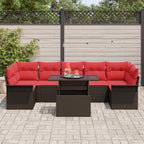 Gartensofa-set mit Kissen 8 pcs Braun Poly-Rattan