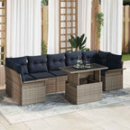 Gartensofa-set mit Kissen 8 pcs Grau Poly-Rattan