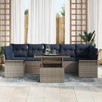 Gartensofa-set mit Kissen 8 pcs Grau Poly-Rattan