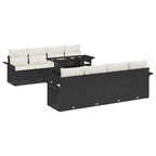 Garten-Sofa-Set mit Kissen 9 pcs Schwarz Poly Rattan