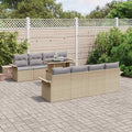 Gartensofa-set mit Kissen 9 pcs Beige Poly-Rattan