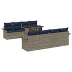 Garten-Sofa-Set mit Kissen 9 pcs Grau Poly Rattan