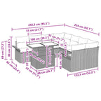 Garten-Sofa-Set mit Kissen 9 pcs Braun Poly Rattan