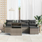 Gartensofa-set mit Kissen 6 pcs Grau Poly-Rattan
