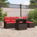 Gartensofa-set mit Kissen 6 pcs Braun Poly-Rattan