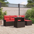 Gartensofa-set mit Kissen 6 pcs Braun Poly-Rattan