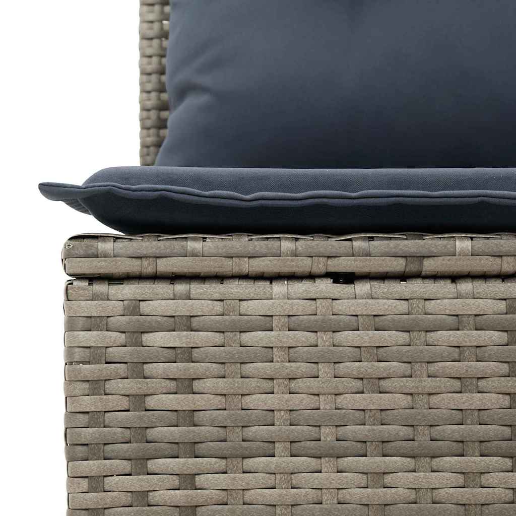 Gartensofa-set mit Kissen 5 pcs Grau Poly-Rattan