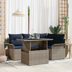 Gartensofa-set mit Kissen 5 pcs Grau Poly-Rattan