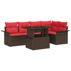 Gartensofa-set mit Kissen 6 pcs Braun Poly-Rattan