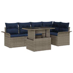 Gartensofa-set mit Kissen 6 pcs Grau Poly-Rattan
