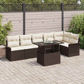 Gartensofa-set mit Kissen 7 pcs Braun Poly-Rattan