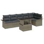 Gartensofa-set mit Kissen 7 pcs Grau Poly-Rattan