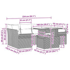 Gartensofa-set mit Kissen 7 pcs Grau Poly-Rattan