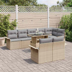 Gartensofa-set mit Kissen 9 pcs Beige Poly-Rattan