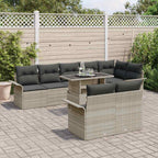Gartensofa-set mit Kissen 9 pcs Hellgrau Poly-Rattan