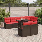 Gartensofa-set mit Kissen 9 pcs Braun Poly-Rattan
