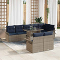 Gartensofa-set mit Kissen 9 pcs Grau Poly-Rattan