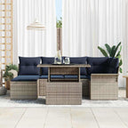 Gartensofa-set mit Kissen 7 pcs Grau Poly-Rattan