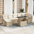 Sofa Set mit Kissen 8 pcs Beige Poly-Rattan