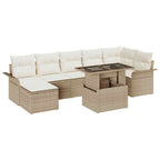 Sofa Set mit Kissen 8 pcs Beige Poly-Rattan