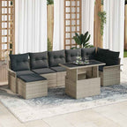 Sofa Set mit Kissen 8 pcs Hellgrau Poly-Rattan