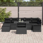 Sofa Set mit Kissen 8 pcs Schwarz Poly-Rattan