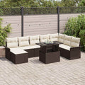 Sofa Set mit Kissen 9 pcs Braun Poly-Rattan