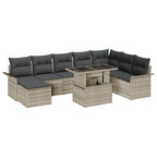 Sofa Set mit Kissen 9 pcs Hellgrau Poly-Rattan