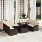 Sofa Set mit Kissen 10 pcs Braun Poly-Rattan