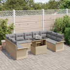 Sofa Set mit Kissen 10 pcs Beige Poly-Rattan