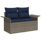Sofa Set mit Kissen 10 pcs Grau Poly-Rattan