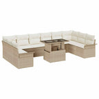 Sofa Set mit Kissen 11 pcs Beige Poly-Rattan