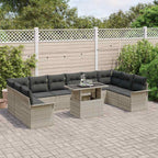 Sofa Set mit Kissen 11 pcs Hellgrau Poly-Rattan