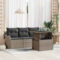 Sofa Set mit Kissen 5 pcs Grau Poly-Rattan