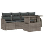 Sofa Set mit Kissen 5 pcs Grau Poly-Rattan