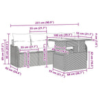 Sofa Set mit Kissen 5 pcs Grau Poly-Rattan