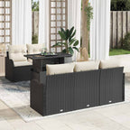 Gartensofa-set mit Kissen 6 pcs Schwarz und Creme Poly-Rattan