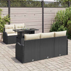 Gartensofa-set mit Kissen 6 pcs Schwarz und Creme Poly-Rattan