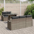 Gartensofa-set mit Kissen 6 pcs Grau Poly-Rattan