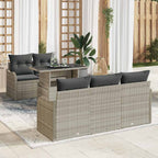 Gartensofa-set mit Kissen 6 pcs Hellgrau Poly-Rattan