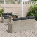 Gartensofa-set mit Kissen 6 pcs Hellgrau Poly-Rattan