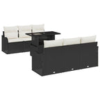 Gartensofa-set mit Kissen 7 pcs Schwarz und Creme Poly-Rattan